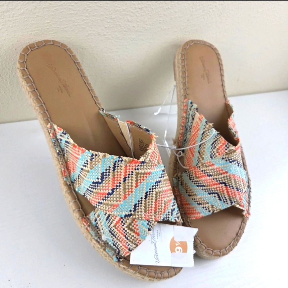 UNIVERSAL THREAD Sonya Woven Slide Sandals Platform Espadrille Coral Womens‎ 9.5